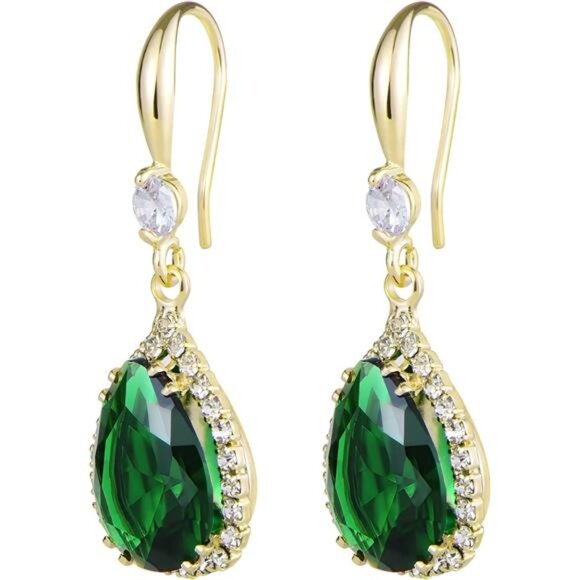 Faux Diamond Dangle Earrings | Teardrop Cubic Zirconia Chandelier Earrings - Picture 5 of 7